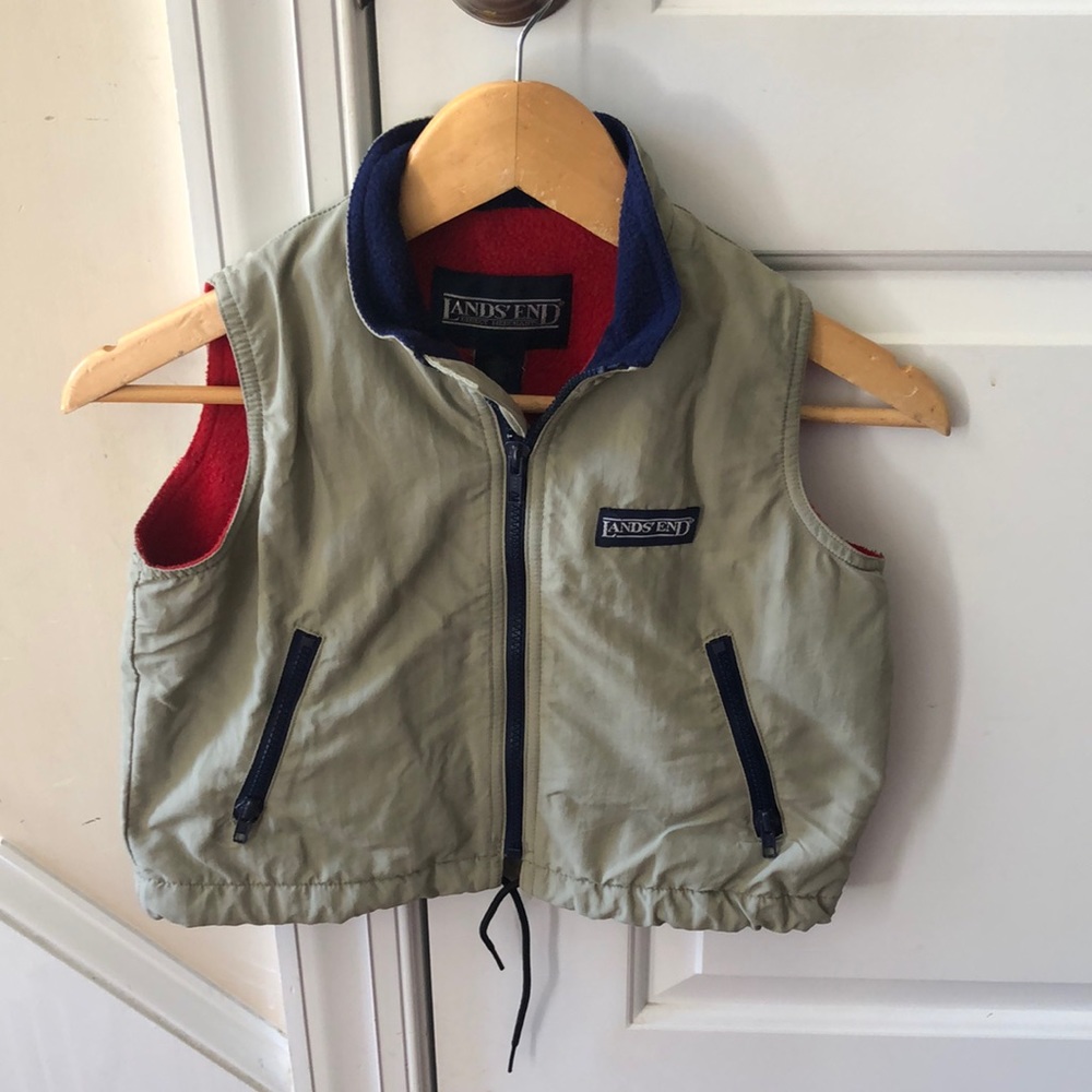 Lands End boys fleece lined vest size 2T